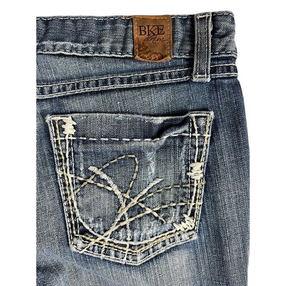 Buckle BKE Sabrina Boot Leg Jeans Size 28 (actual 32 x 29) Lowrise Distressed - Picture 7 of 13